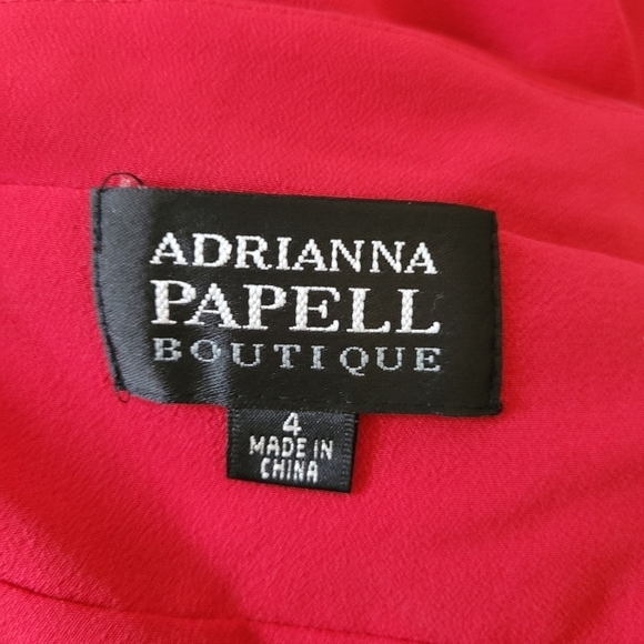 Adrianna Papell Scarlett Red Beaded Waist Pleated Bust Cocktail Dress - Picture 10 of 13